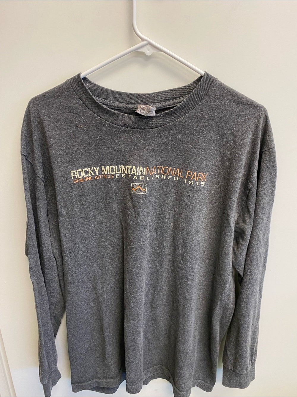 Alstyle Charcoal Gray Crewneck Tee with Blue and Red Logo